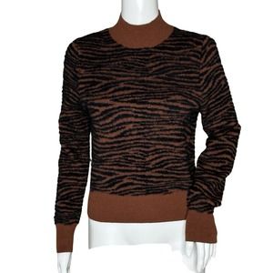 Express x Negin Mirsalehi Sweater Womens Small Brown Black Tiger Stripe‎ Edgy